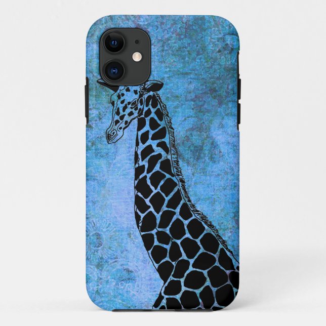 Vieux bleu Giraffe II - iPhone 5/5S Coque (Dos)