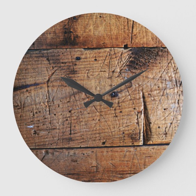 "Vieux Bois" Cadran Rond (Grand) Horloge Murale (Recto)