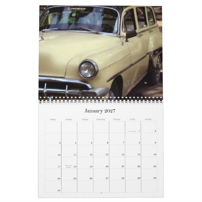 Vieux calendrier 2008 de voitures (Jan 2027)