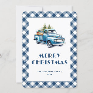 Vieux Camion bleu En vichy Plaid Joyeux Carte de N
