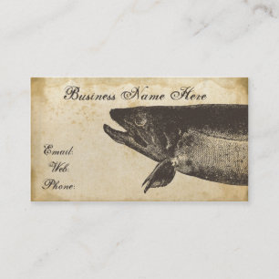 Vieux carte de visite de papier sale de poissons