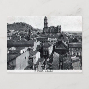 Vieux Carte Postale - Cathédrale, Malaga, Espagne.