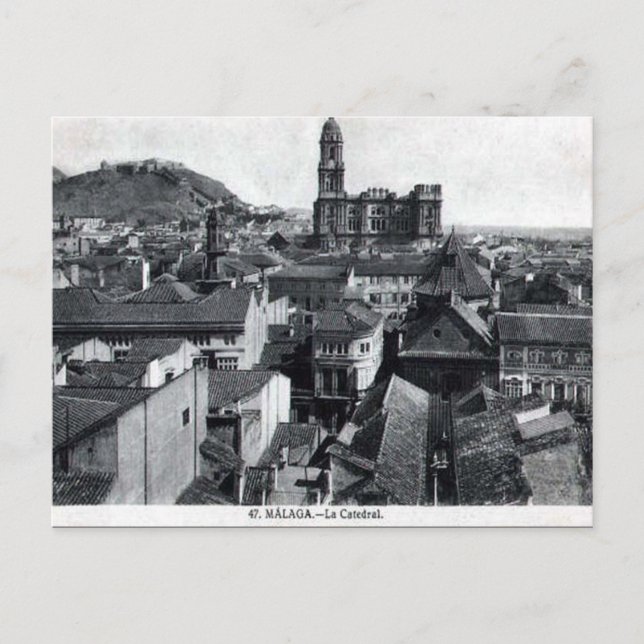 Vieux Carte Postale - Cathédrale, Malaga, Espagne. (Devant)