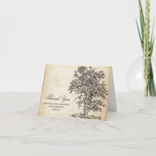 Vieux chêne vintage cartes de remerciement (Devant)