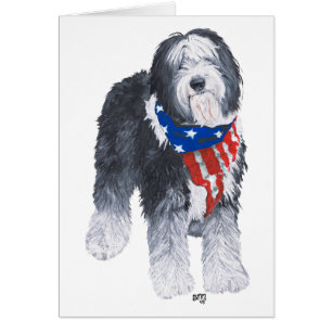 Vieux chien de berger anglais patriotique