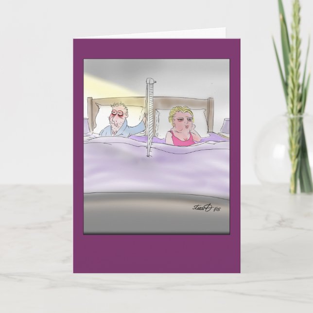 Vieux couple marié au lit drôle de carte de voeux (Devant)
