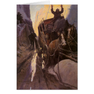 Vieux Cowboys, Hold Up dans le Canyon par NC Wyeth