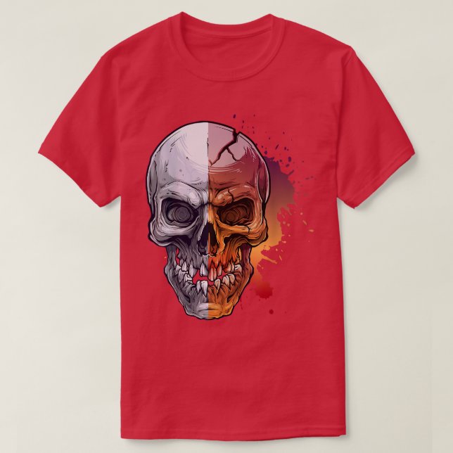Vieux crâne avec crack T-shirt squelette (Design devant)