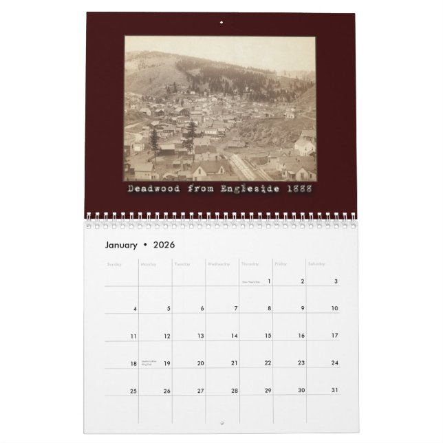 Vieux Deadwood Calendrier de 12 mois (Jan 2026)