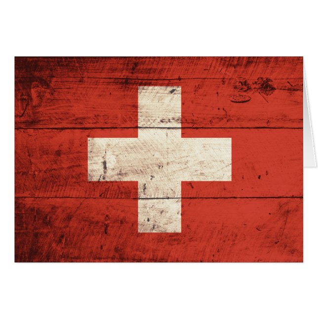 Vieux drapeau suisse en bois (Devant Horizontal)