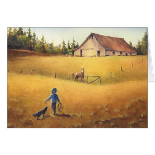 VIEUX GRANGE, GARÇON d'APPALOOSA et CHIEN par