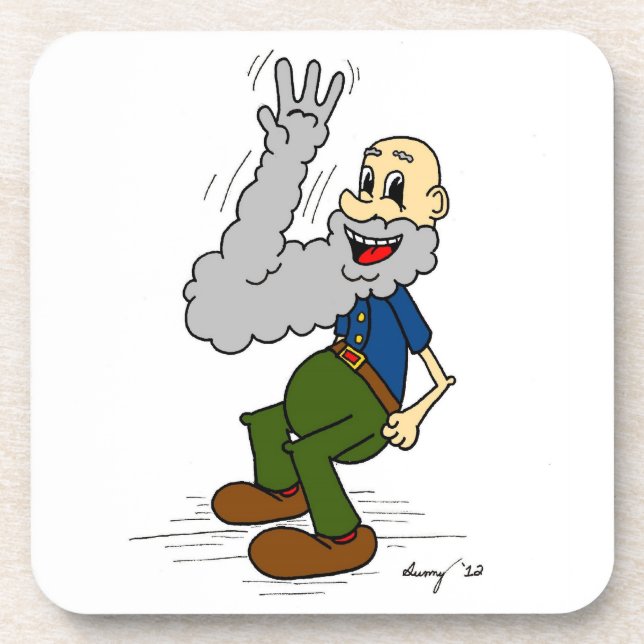Vieux homme agitant des Dessous de verre de barbe  (Devant)