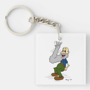 Vieux homme agitant la barbe Porte - clé acrylique