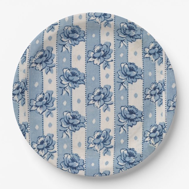 Vieux Monde Classic Blue Ivory Floral | Assiettes  (Devant)
