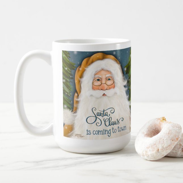 Vieux Monde Père Noël Noël Café Mug (Avec donut)