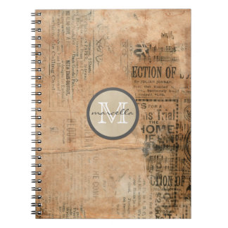 Vieux monogramme vintage déchiré de journal