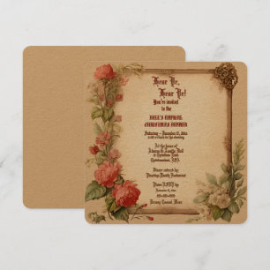 Vieux papier Vintage Rose Noël Dîner Invitation