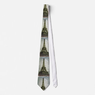 Vieux Photo Antique Tour Eiffel Paris Cravate