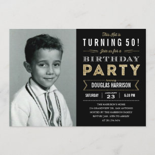 Vieux Photo Invitations de fête d'anniversaire pou