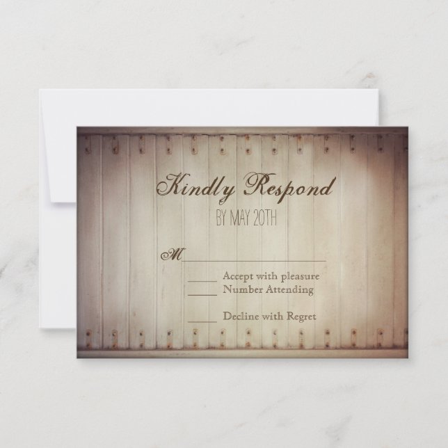 Vieux Porte en latte de bois Noces rustiques Carte (Devant)