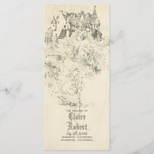 Vieux programmes de mariage de château de conte de