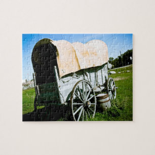Vieux puzzle occidental du chariot couvert 02