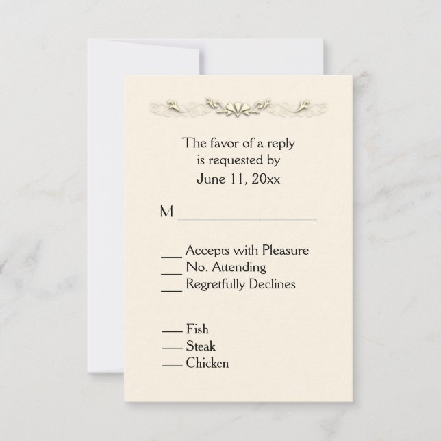 Vieux RSVP dentelle avec menu (Devant)