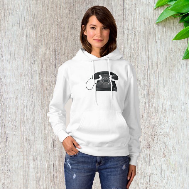 Vieux téléphone noir Sweat - shirt à capuche femme (Créateur téléchargé)