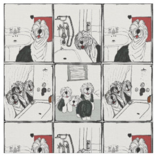 Vieux tissu anglais de salle de bains de chiens de
