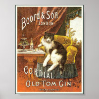 Vieux Tom Gin Poster vintage