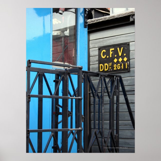 Vieux Train à vapeur Le Mastrou Bleu Poster (Devant)