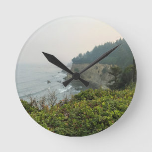 View at Simpson Reef Overlook Oregon Coast Runde Wanduhr