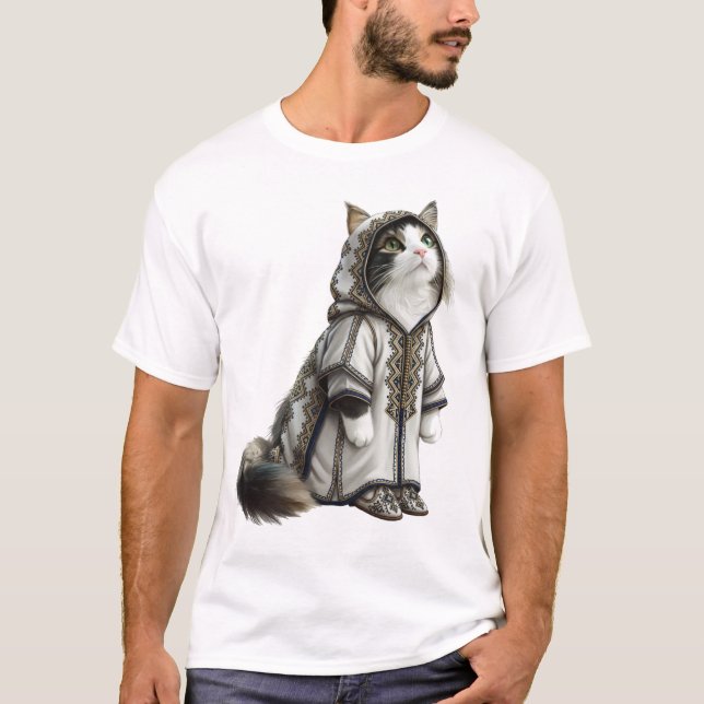 View Cat in Authentic Embroidered Selham T-Shirt (Vorderseite)