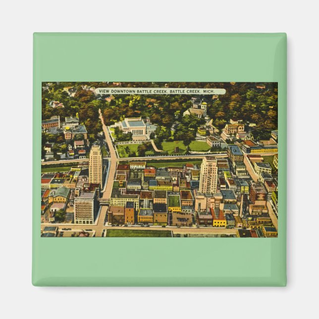 View Downtown Battle Creek, Michigan Vintag Magnet (Vorne)