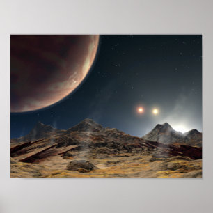 View from a hypothetical moon in orbit poster