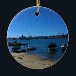 View from Balboa Island, Newport Beach, California Keramik Ornament<br><div class="desc">A sunny winter morning walking on Balboa Island in Newport Beach,  California. View across the channel is the Balboa Pavillion and Fun Zone on the Balboa Penninsula. Photo taken February 2016.</div>