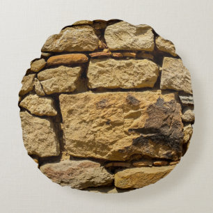 View of an old wall with yellow stonesabstract, ag rundes kissen