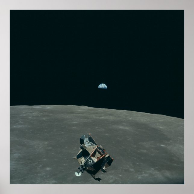 View of Lunar lander w Moon & Earth     Poster (Vorne)