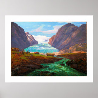 View of Nigardsbreen in Jostedalen 1847 JCC Dahl  Poster