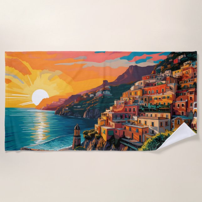 View of the Amalfi coast Italy Strandtuch (Vorderseite)