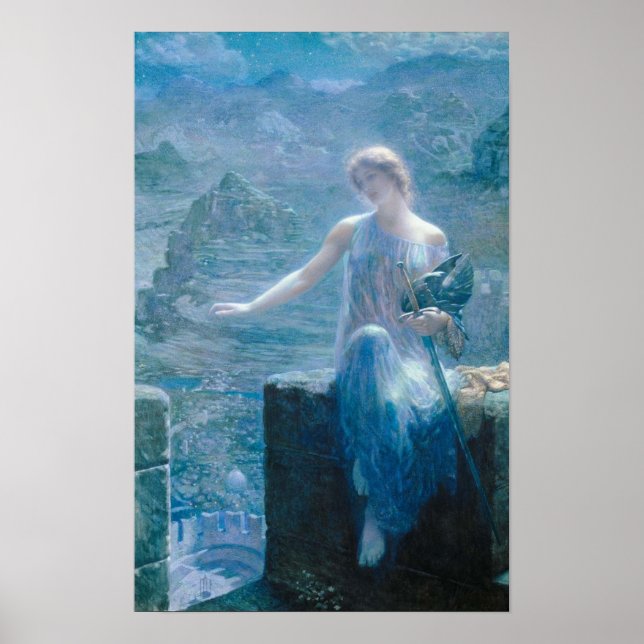 Vigil der Valkyrie (Elegante Dame in Burg) Poster (Vorne)