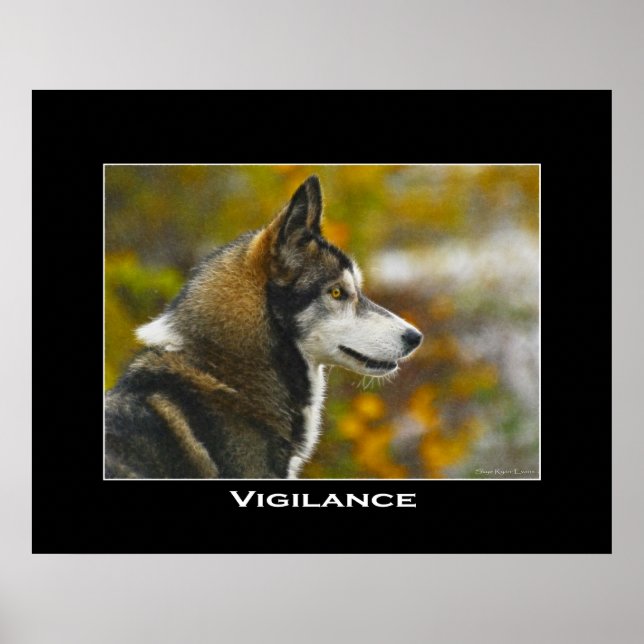 VIGILANCE Gray Wolf Art Poster (Vorne)