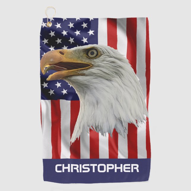Vigilant Eagle, die amerikanische Flagge, Patrioti Golfhandtuch (Vorderseite)