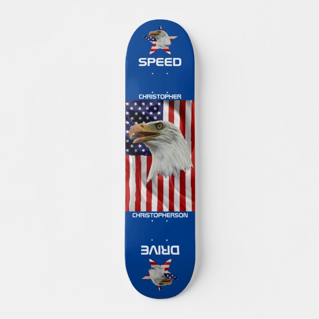 Vigilant Eagle, The American Flag, Patriotic Skateboard (Vorne)