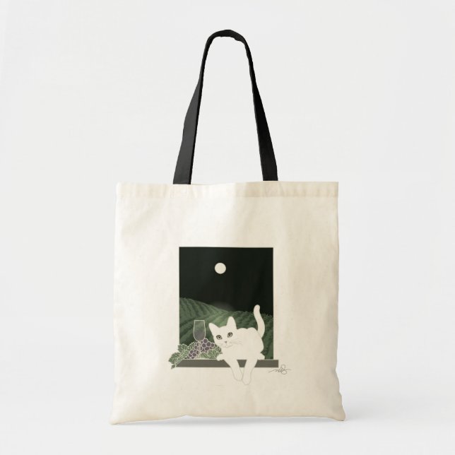 Vigne, Clair de Lune et Chat Blanc (White Cat) Bag Tragetasche (Vorne)