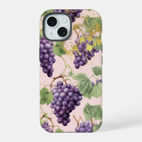Vigne de raisin violette chic, rose pastel et or