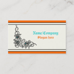 Vigne fleurie noir turquoise orange carte de visit