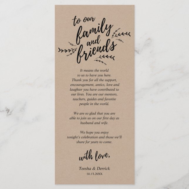 Vignes Rustiques Kraft, Carte de remerciements de  (Devant)