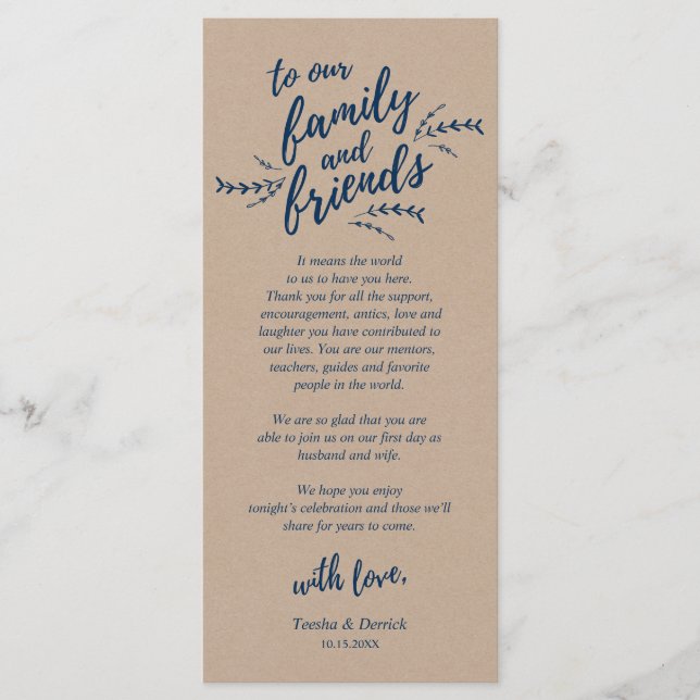 Vignes Rustiques Kraft, Carte de remerciements de  (Devant)