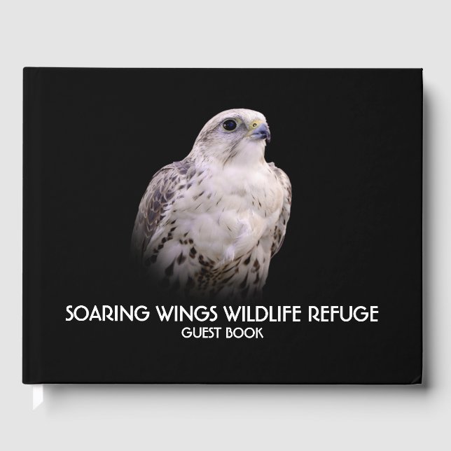 Vignetted Portrait eines inquisitiven Saker Falken Gästebuch (Vorderseite)